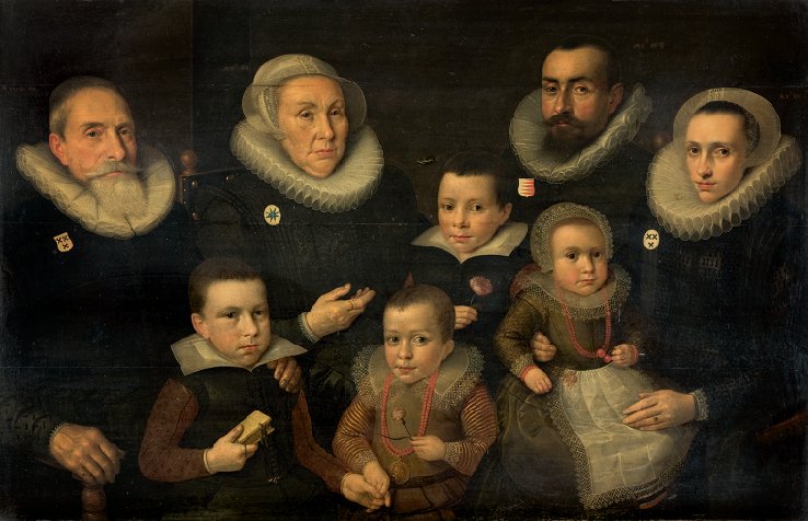 Zeeuwsmuseum's tweet photo. #DitisZLD Balthasar van Vlierden & vrouw Catharina, met hun dochter, haar man en hun 4 kinderen, door S.Mesdach, 1612. Coll @haagshistorisch https://t.co/ZionacXVsH