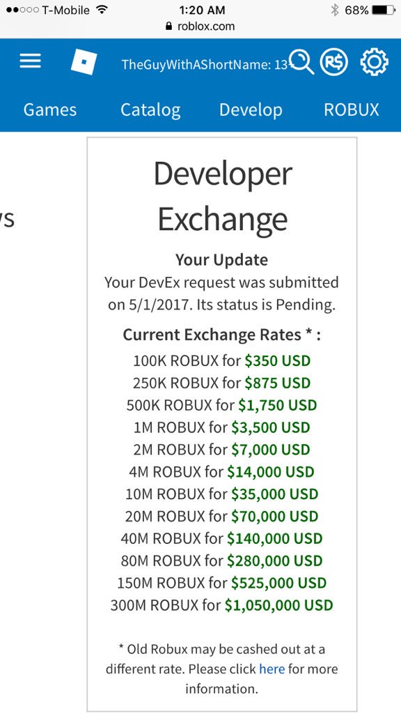 Roblox developer exchange calculator