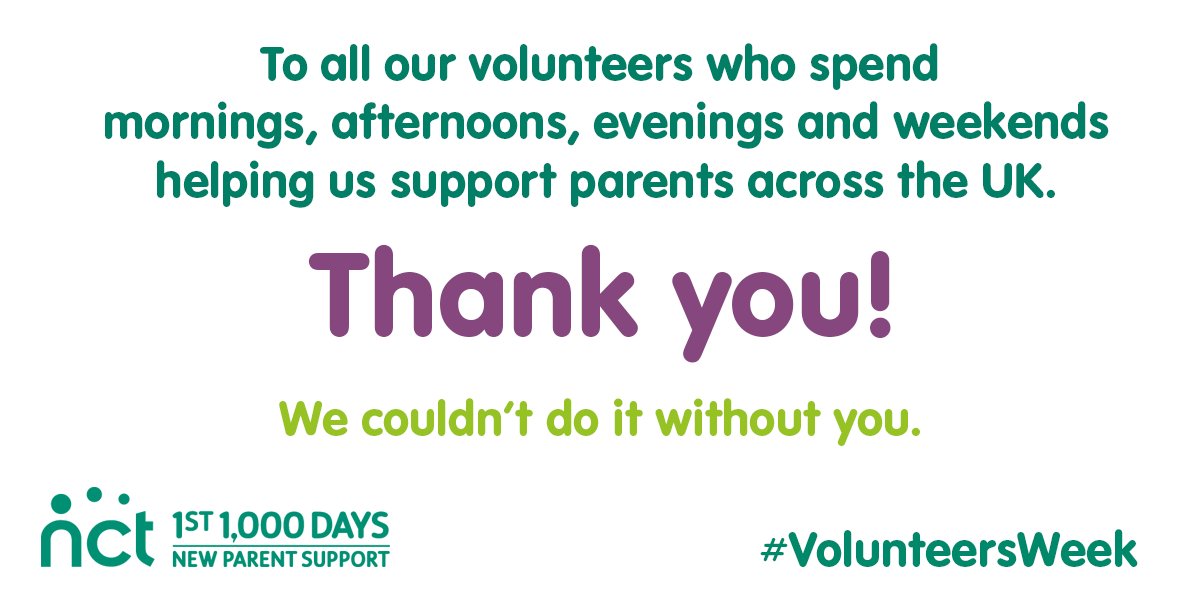 On the last day of #VolunteersWeek, we're saying thank you to our volunteers who give up their time to support parents. #NCTVolunteersRock