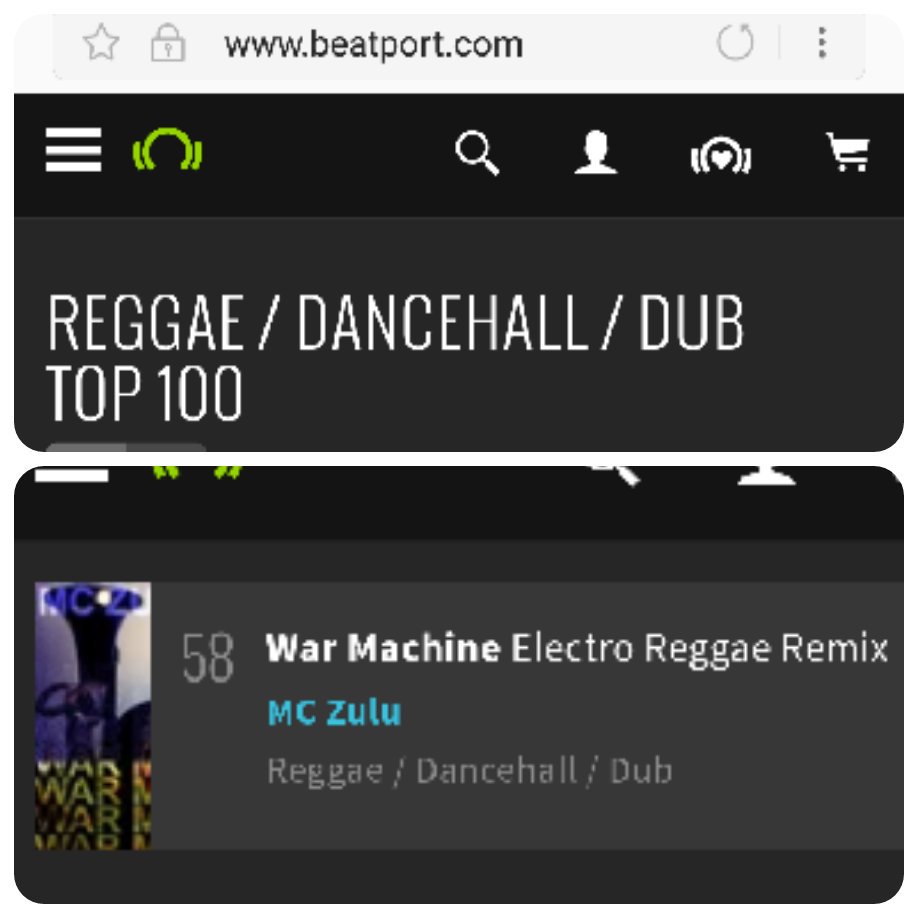 MC ZULU - War Machine EP f. <a href="/ChuckUpbeat/">Chuck Upbeat</a> enters Beatport Reggae in the top 100.. Bless beatport.com/release/war-ma…