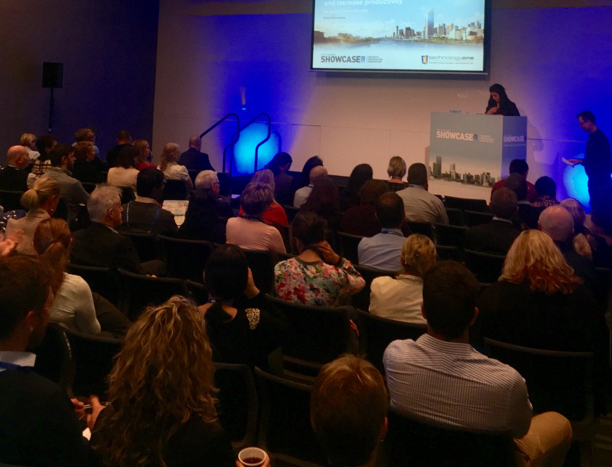 TechnologyOne's tweet photo. #womenintech Rita Benjamin on maximising business viability & #sustainability with improved market intelligence at #tech1showcase #MicDrop https://t.co/1mqQyjoDLT
