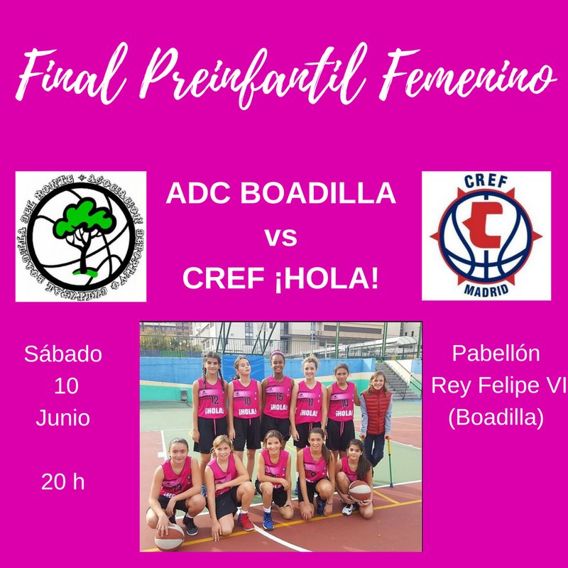 CDCREF's tweet photo. Sábado a las 20 h en Boadilla acaba la competición el último equipo #CanteraCref. Final de Preinfantil Femenino contra @ADCBoadilla #GoCref https://t.co/g0goBZrbod