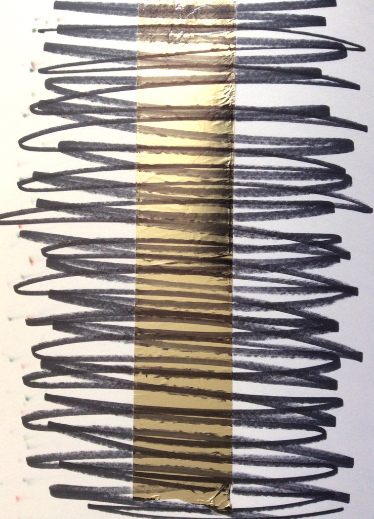 noreHnitraM's tweet photo. A trick of the light...foil tape and sharpie sketch https://t.co/BMDE9x4O7o