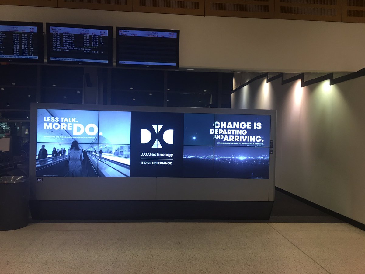 So great seeing our new DXC Technology brand advertising at the airport .<a href="/DXC_ANZ/">DXC_ANZ</a> #IseeDXC