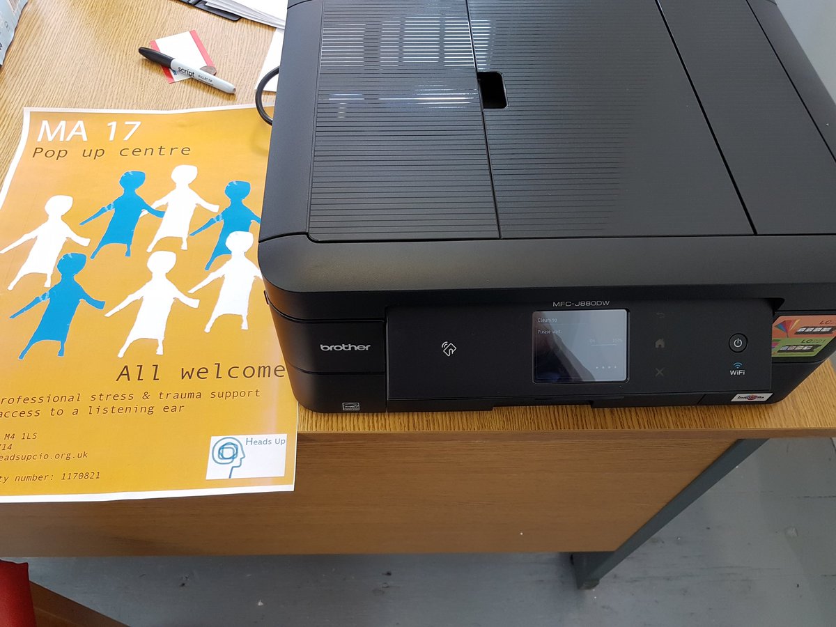 techsuperheroes's tweet photo. Many thanks to @brother_uk for donating a printer to MA17 the pop up trauma and stress shop in  Manchester.  #donation https://t.co/4Ee4s6Dm44