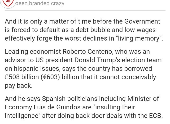 PereRF's tweet photo. Españoles esto no os lo diran vuestros medios de comunicación pero el banco central europeo si lo dice
"ESPAÑA ESTA EN LA RUINA POR 50 AÑOS" https://t.co/nk9gxx3mOO