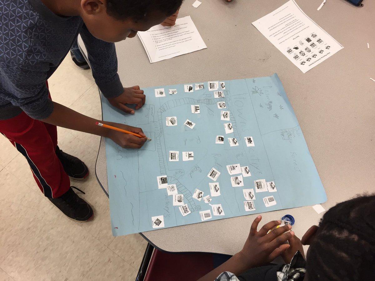 perrierteacher's tweet photo. Port Inquiry grade 2,3 w/@RauschsRoom. 1st draft Port Community design for inquiry. Talk, compromise, reflection, interactive gallery walks. https://t.co/nURXyuneT1