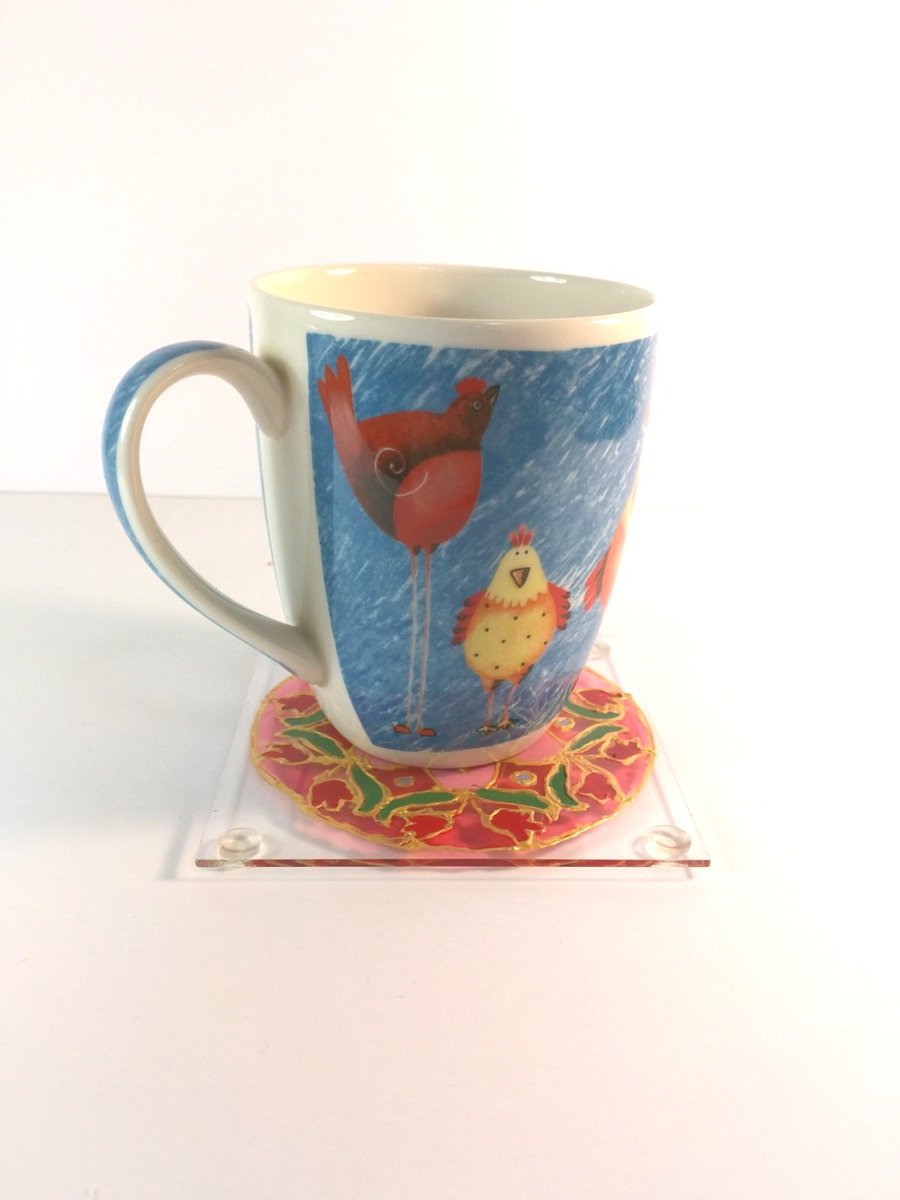 Mmisterepic's tweet photo. #Etsychaching #etsyclub #etsy #art #handmade #mandala #roses #gold #pink 
Stained glass coasters 
https://t.co/KIQ119Wci3 https://t.co/BNv0jBZ0mC
