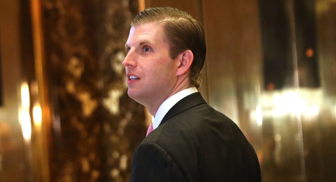 politico's tweet photo. Eric Trump: My father has 'zero conflicts of interest' https://t.co/lAlV9iBgUv https://t.co/puzcyX5mXH