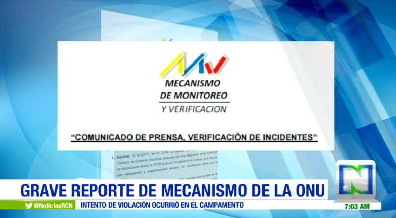 NoticiasRCN's tweet photo. Guerrillero intentó violar a dos menores en Zona Veredal Transitoria, denuncia MM&amp;V. https://t.co/FOInsgCOTl https://t.co/vWm8vaUShK