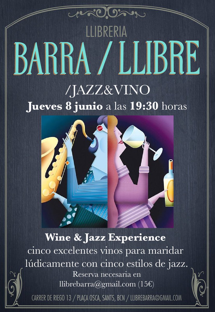 barrallibreBCN's tweet photo. Encara esteu a temps d'apuntar-vos a la sessió de jazz i vi de demà https://t.co/7I8J9hzGnQ