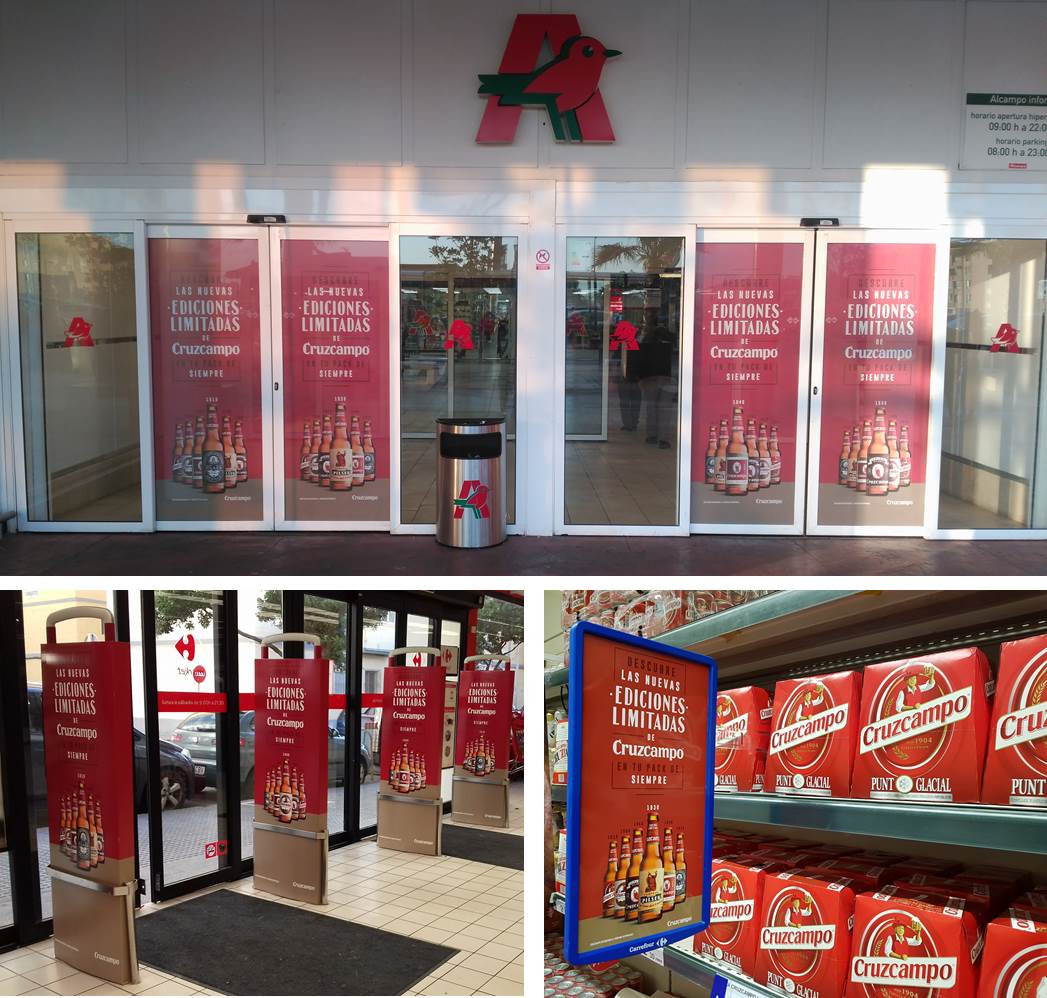 instore_mx's tweet photo. [iSM Spain] Path to purchase de @Cruzcampo, impactando al comprador desde la entrada del centro hasta el lineal. 
#impactospublicitarios https://t.co/M7UTm5pLMT