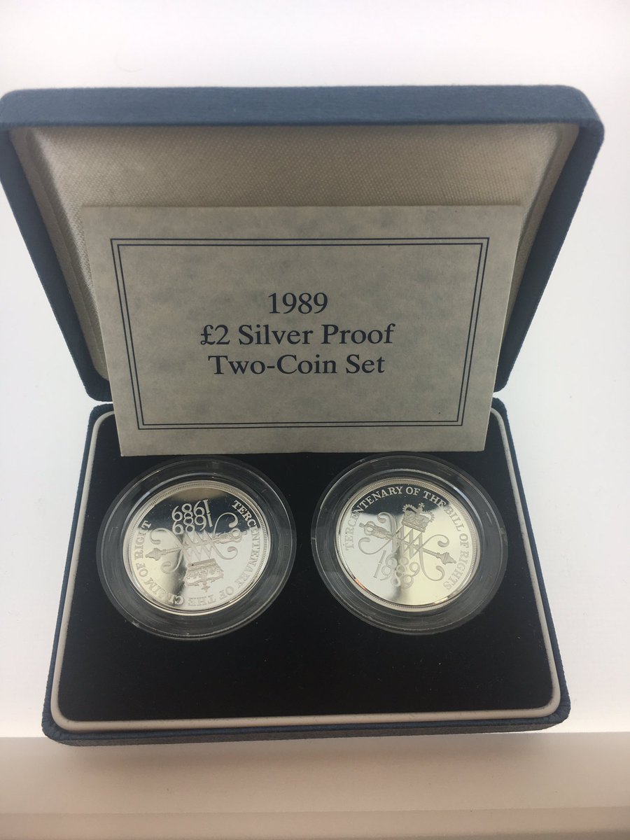 HPJwatches's tweet photo. For sale Royal mint 1989 £2 silver proof two coin set. 15.98g silver 925.

£55 https://t.co/H9clDy9Bnh