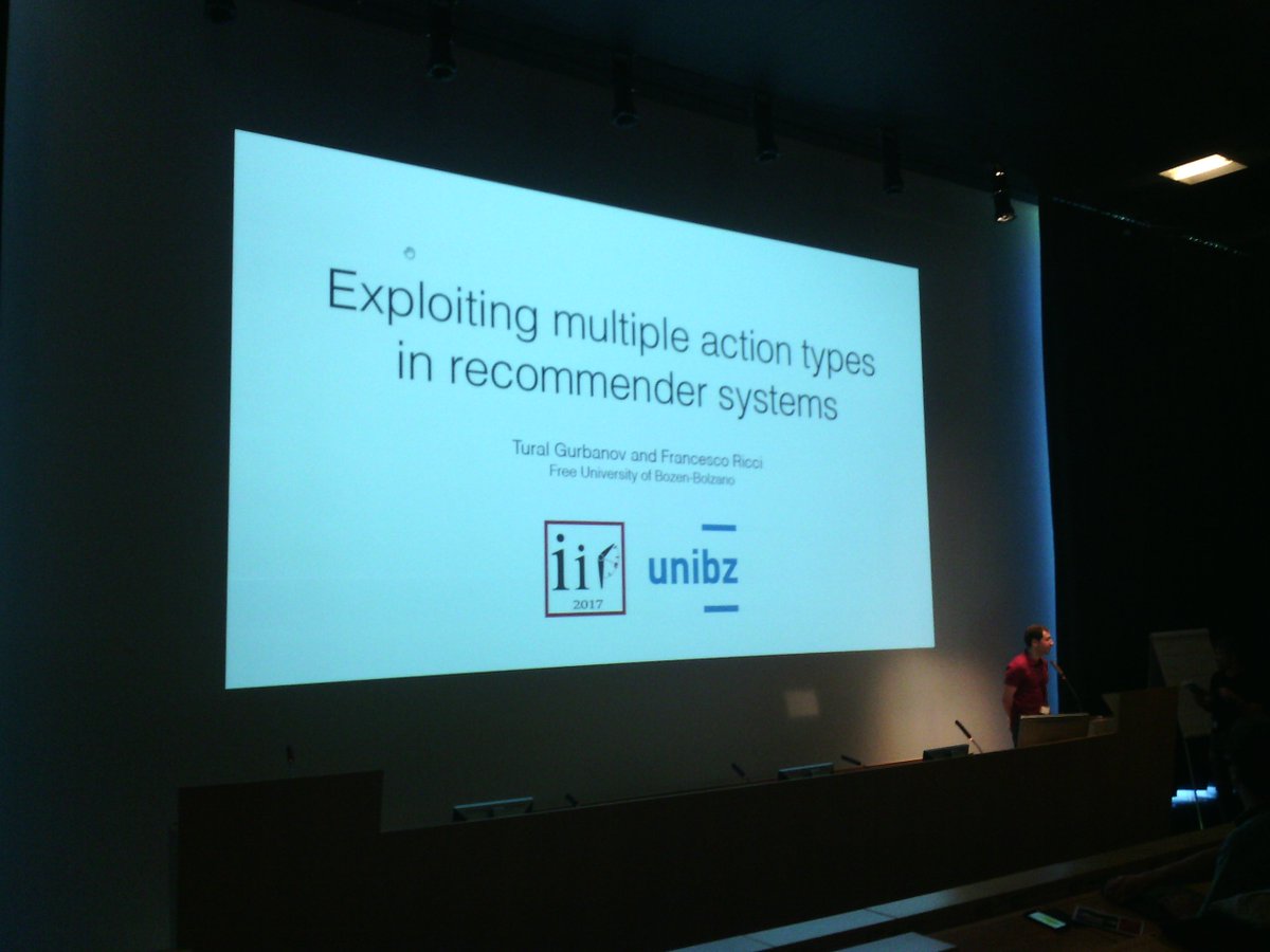 iir2017's tweet photo. Tural Gurbanov is presenting the paper "Exploiting multiple action types in recommender systems" #iir2017 https://t.co/TOYkKnIisy