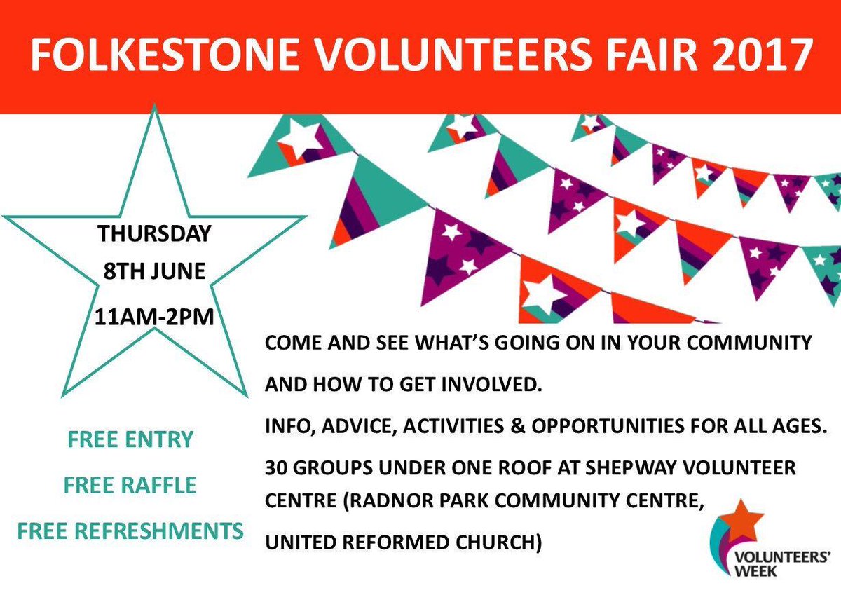 Come along and see us at the Folkestone Volunteers Fair on tomorrow! Details 👇 #FVF17 @VolunteersFair