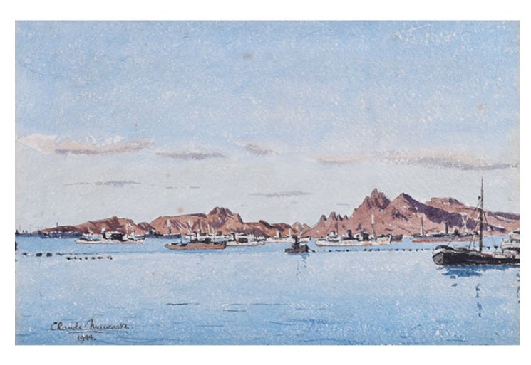 ManningFineArt's tweet photo. #ClaudeMuncaster Still morning at #Aden 1944 #watercolour for sale #worldoceansday #ww2 #royalwatercoloursociety https://t.co/8BDFuKyy3k