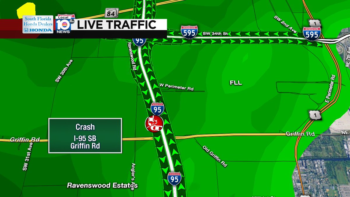 Crash on I-95 SB approaching Griffin Rd #traffic https://t.co/eE0aXRLGXk