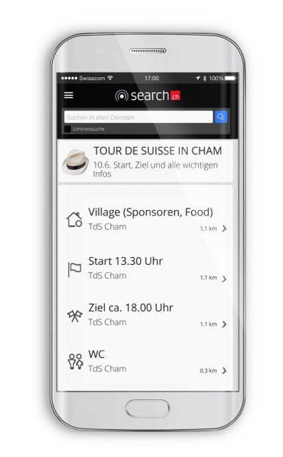 Always know where the <a href="/tds/">Tour de Suisse</a> is at thanks to Live Search from <a href="/searchch/">search.ch</a>. Download the app now! tourdesuisse.ch/en/news/news-d…