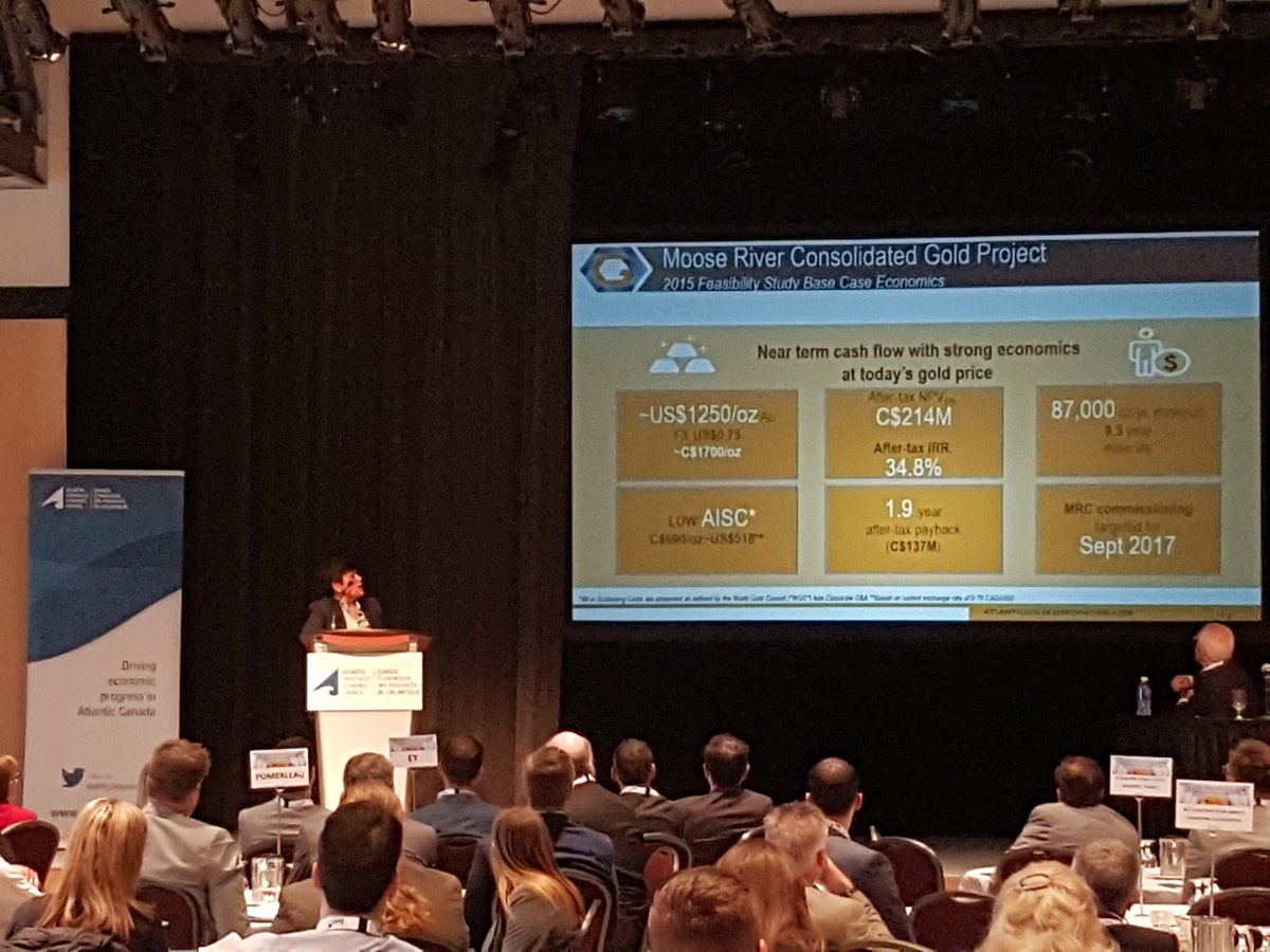 atl_econcouncil's tweet photo. Belanger says open pit is cheaper and easier to manage than underground. Atlantic Gold has high hopes for Moose River. #MajorProjects2017 https://t.co/YMTfNyfwDN