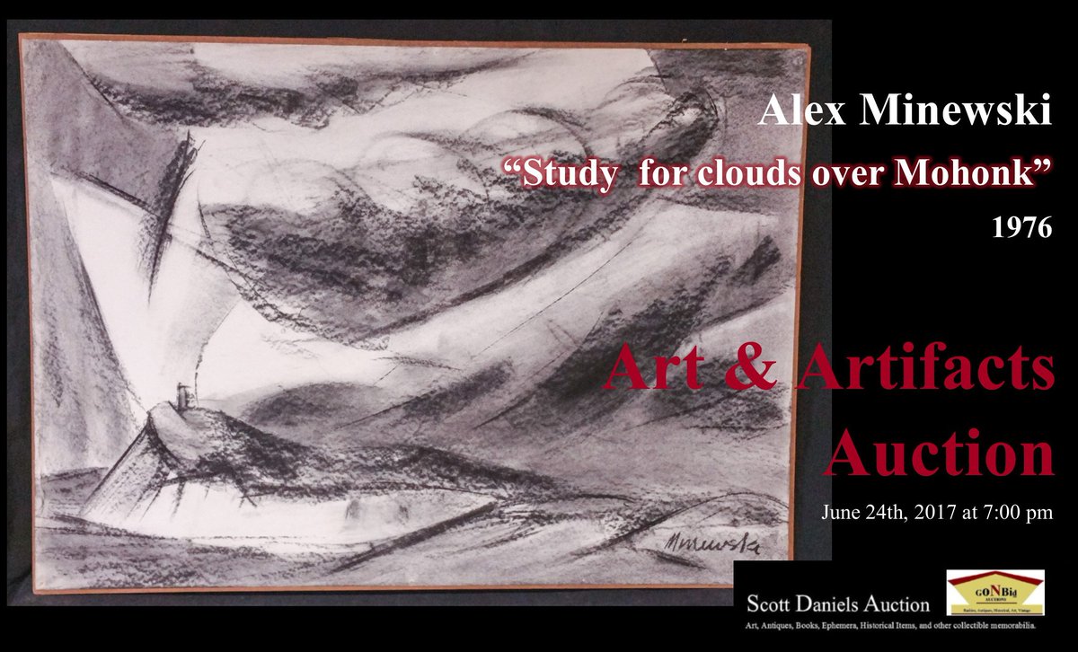 GoNBid's tweet photo. Alex Minewski "Study for Clouds Over Mohonk"1976 #artauction #minewski #artrecord #mohonk #hudsonvalley #mountainhouse #gonbid #artartifacts https://t.co/VjPEwvur5O