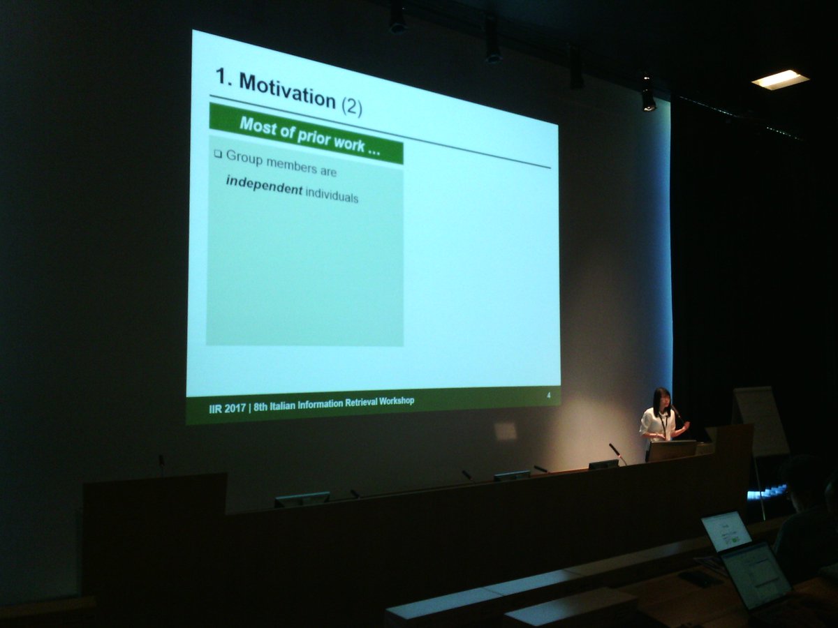 iir2017's tweet photo. Thuy Ngoc Nguyen has presented the paper "Preference Elicitation for Group Recommender Systems" #iir2017 https://t.co/BrFjWPgXKh