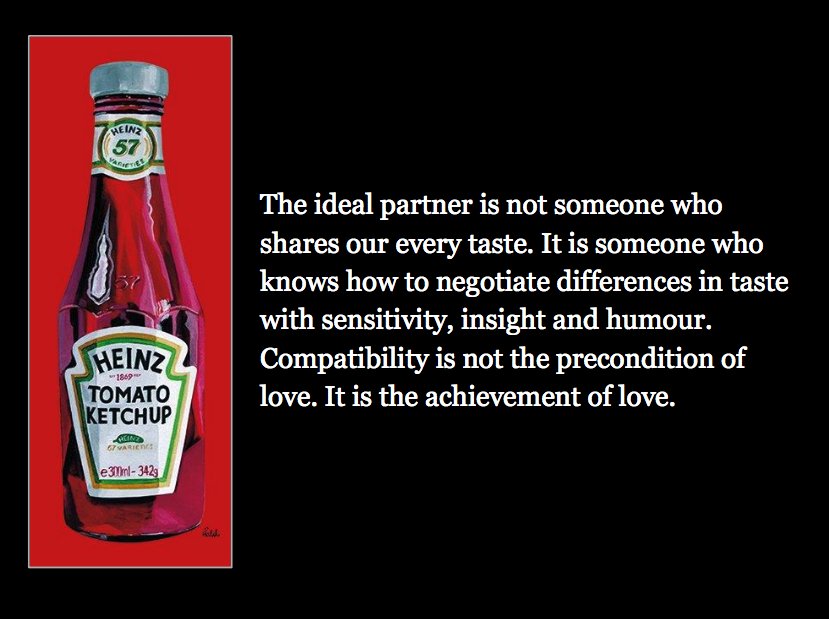 TheSchoolOfLife's tweet photo. Compatibility is not the precondition of love. It is the achievement of love. Learn more: https://t.co/DR1plYNCFj https://t.co/4RDRX7BzYS