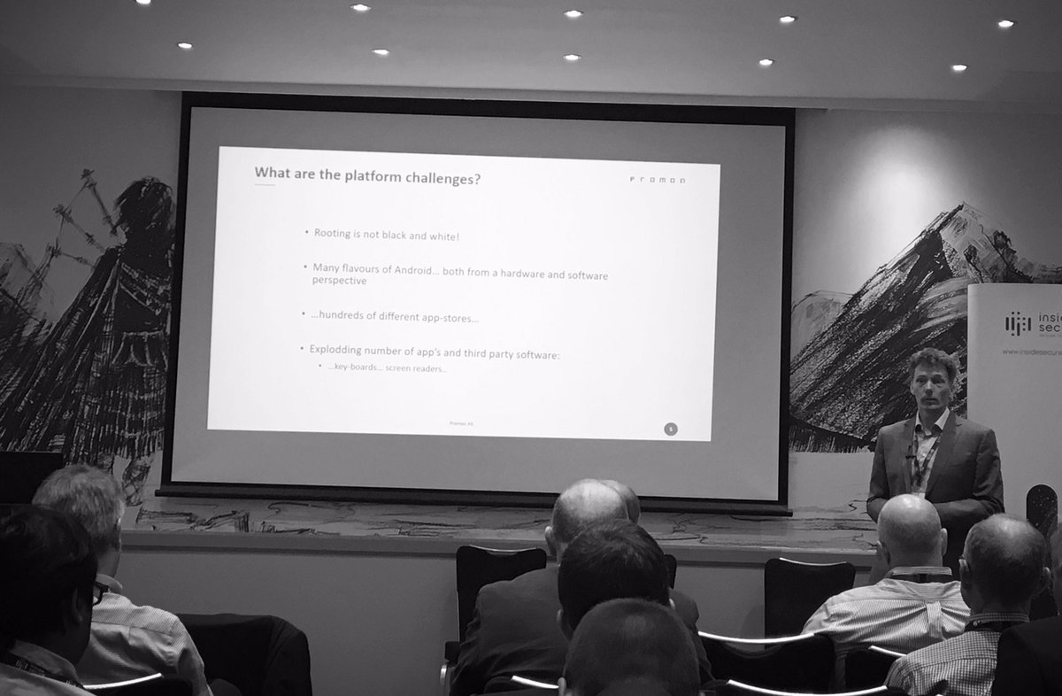 tomimolsa's tweet photo. Tom Lysemose Hansen, CTO, Promon arguing that security threaths are very diversed in mobile devices. #MobeyEDI2017 #mobilesecurity https://t.co/jhJL1iPqB2