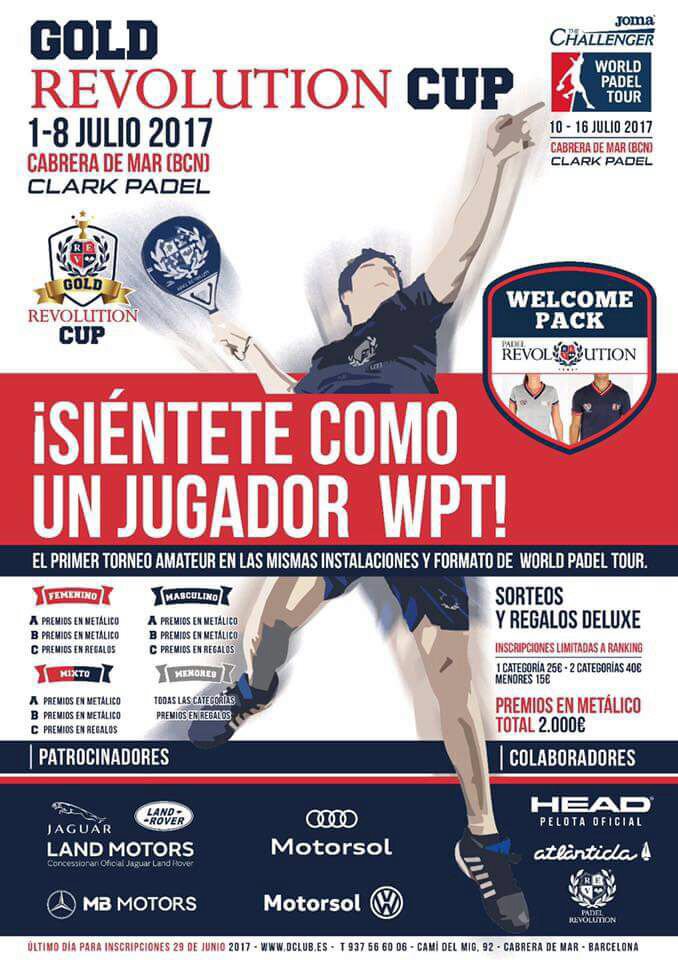 Del 1 al 8 julio en <a href="/ClarkPadel/">CLARK PADEL</a>, la GOLD REVOLUTION CUP. 
Un torneo amateur para sentirse como un jugador #WPT.
¡No lo pienses y apúntate!