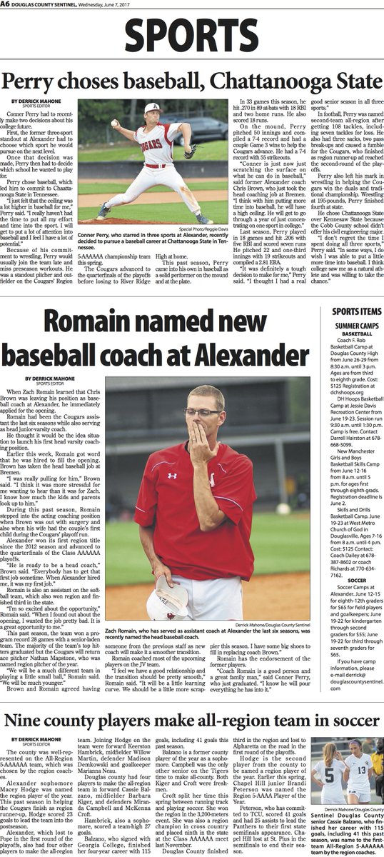 DerrickMahone_'s tweet photo. Read about new Alexander baseball coach @zromain1 in today's @douglassentinel Also @ConnerPerry10 commitment to @ChattStateCC https://t.co/Igb6IjtnZe