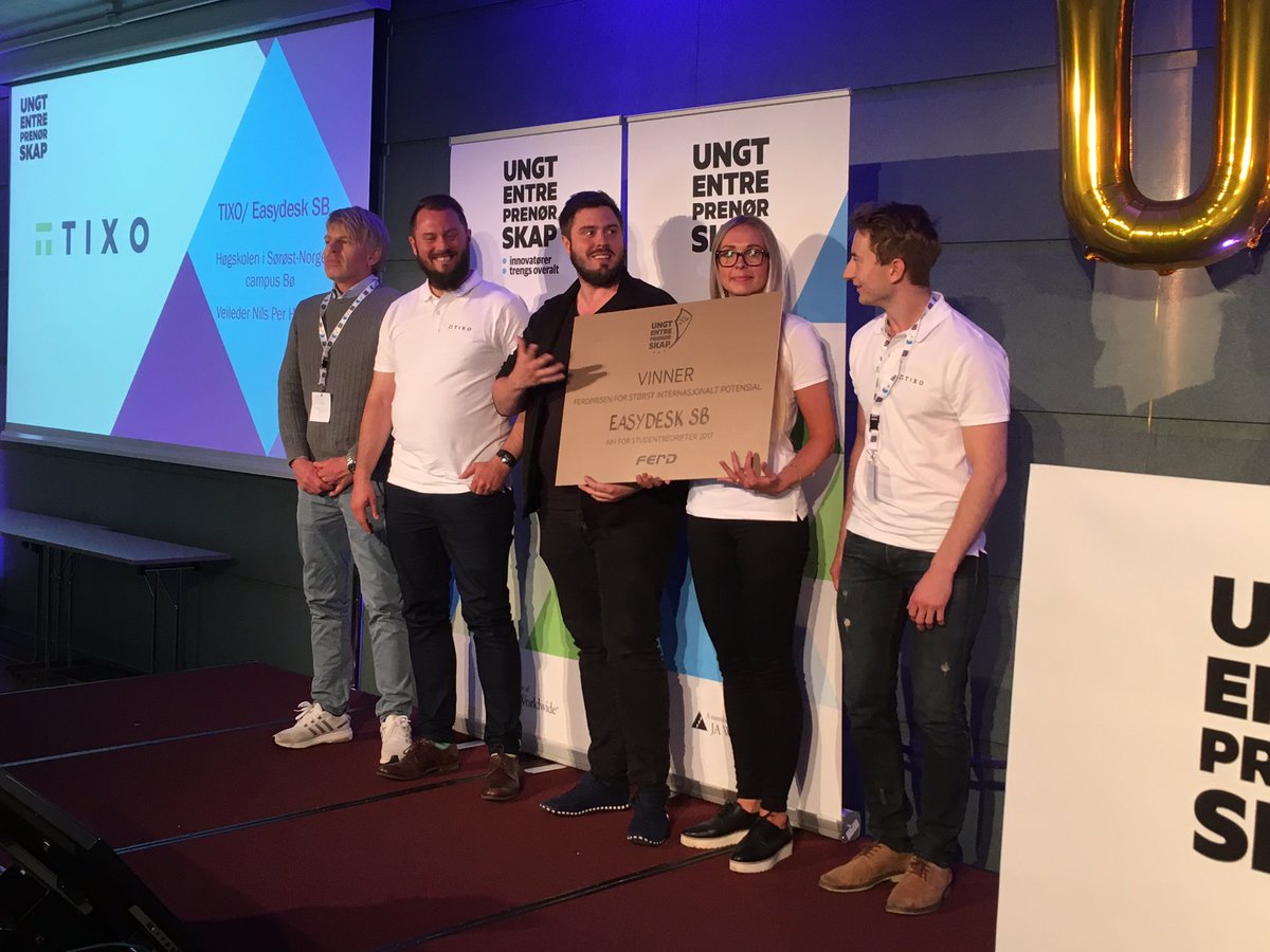 Og bedriften med beste internasjonale potensiale, Telemarksbedriften #Easydesk med #tixio #NM_SB #UE
