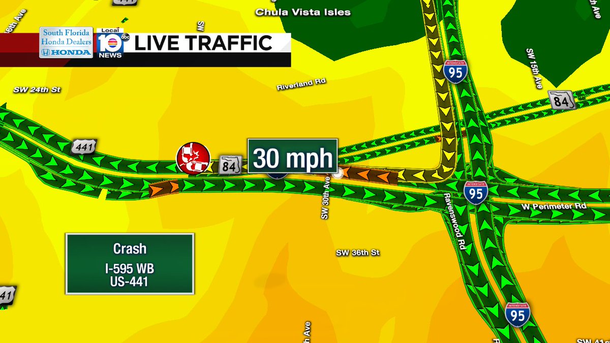 Crash on I-595 WB at US-441 #traffic https://t.co/GSwVqbYXCJ