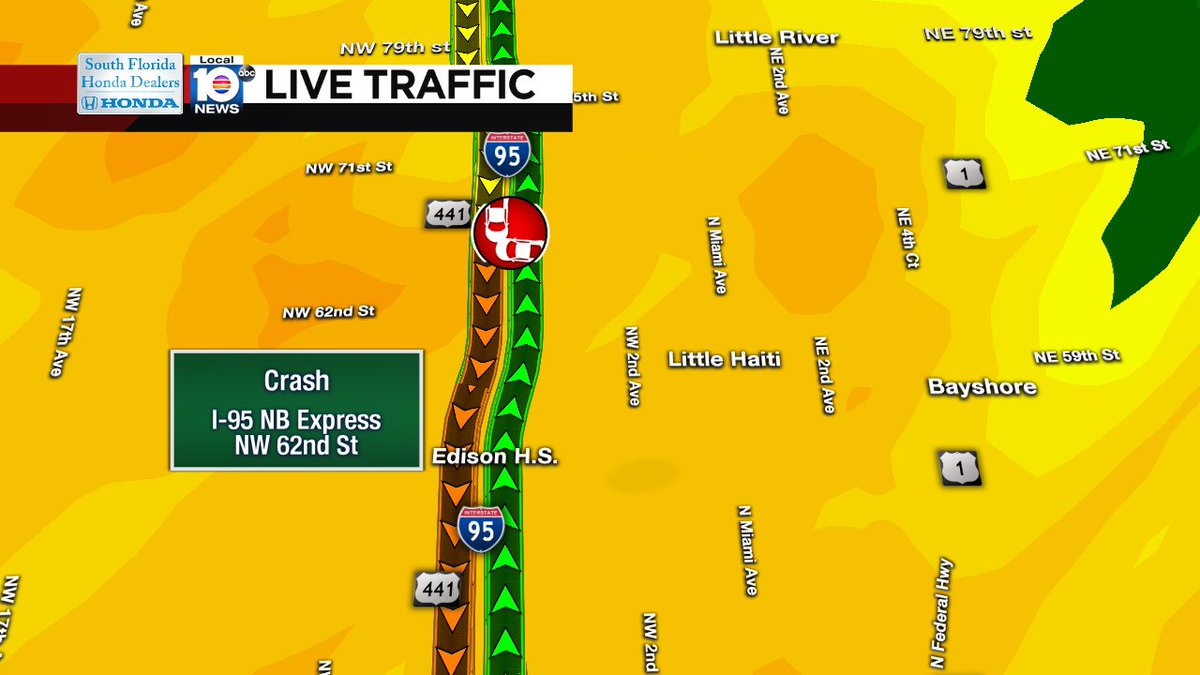 Crash on I-95 NB Express at NW 62nd St #traffic https://t.co/ICfTy5ESQ2