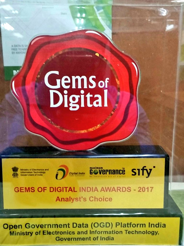 DataPortalIndia's tweet photo. #OGDIndia wins 41 Gems of #DigitalIndia Awards #MaxGov #MaxGovernance @nicdeity https://t.co/hDR0wZ8Jmu