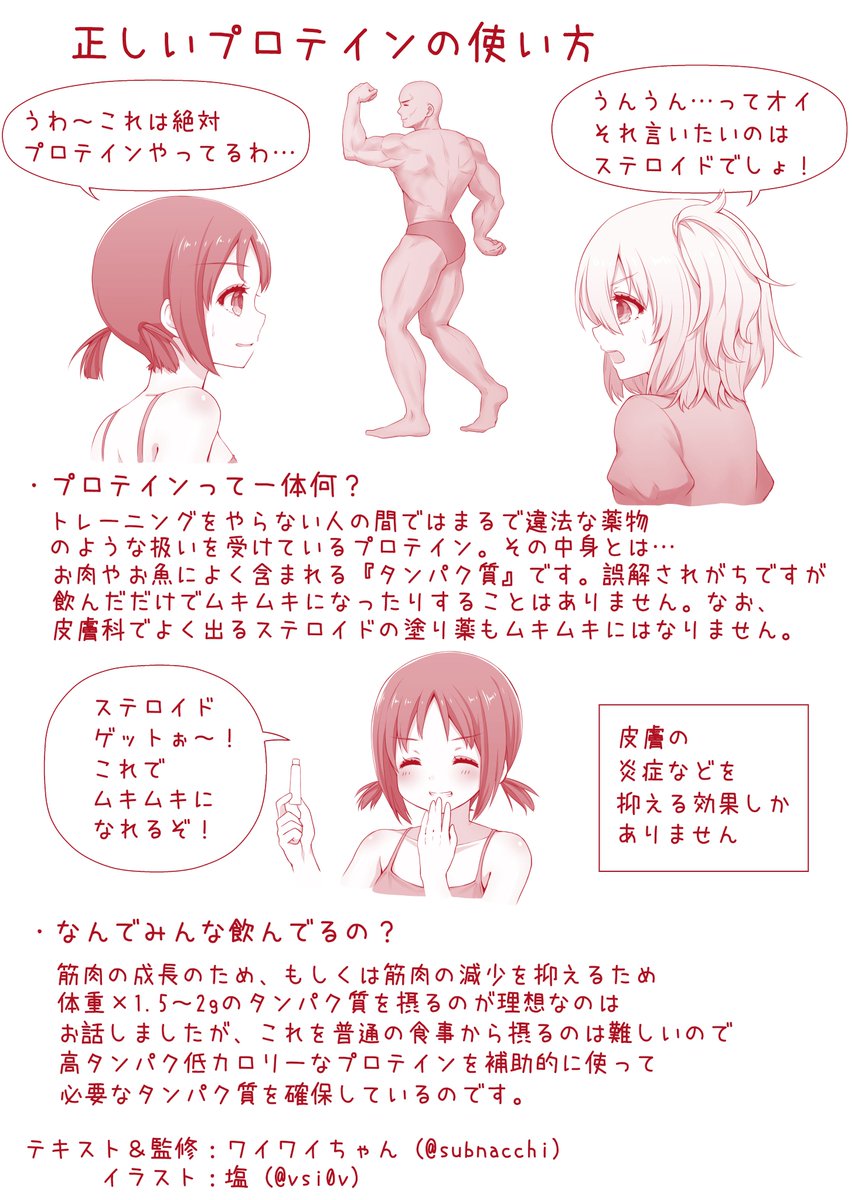 isshonitraining's tweet photo. 悪い人「へっへっへっ、それ以上近づくとこいつにプロテインを飲ませるぞ」
女「いやあああ！ムキムキになりたくないっ！」
正義の人「な・・・なんて非道なことを！」
こんな感じのプロテインに対する認識の人いない？今日はダイエットにもトレーニングにも有用なプロテインの使い方を解説するよ！ https://t.co/45Z2QwYe57
