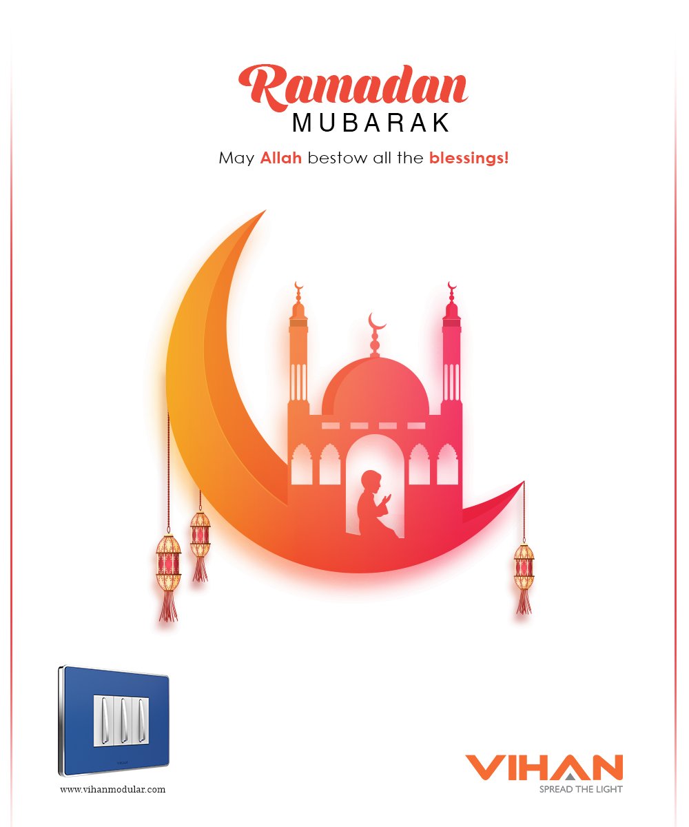 VihanIndia's tweet photo. VIHAN INDIA wishes you a very happy RAMADAN!
#Vihanindia #Vihanmodular #Vihanelectricals #electricals #Smarthomes #Switches #India #GM https://t.co/C2VARtOyjT