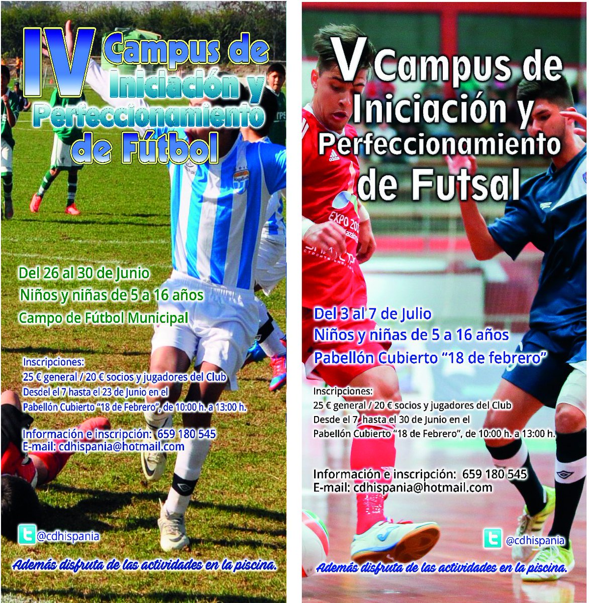 CDHispania's tweet photo. Ya está abierto el plazo de inscripción para nuestros Campus de fútbol y fútbol sala. Aquí toda la info: https://t.co/ZV9HyOYtp8