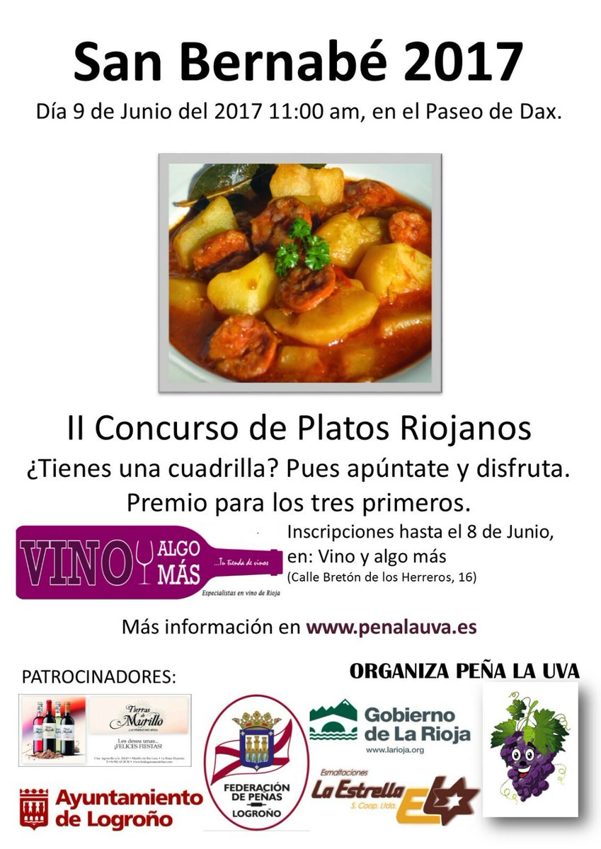 PenaLaUva's tweet photo. Serás capaz de dejar con la boca abierta a nuestro jurado del concurso​  @cookingteam  @txebiko @Ummlogrono Apúntate en @vinoyalgomas https://t.co/lDS4uEHEPy