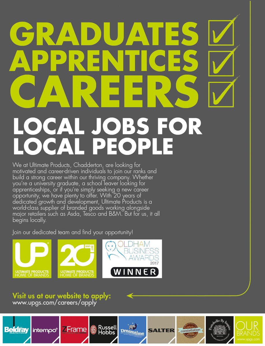 Catch our advert in the <a href="/OldhamChronicle/">Oldham Chronicle</a> - we're all about local jobs and opportunities! #Oldham #careers #apprenticeships #Manchester