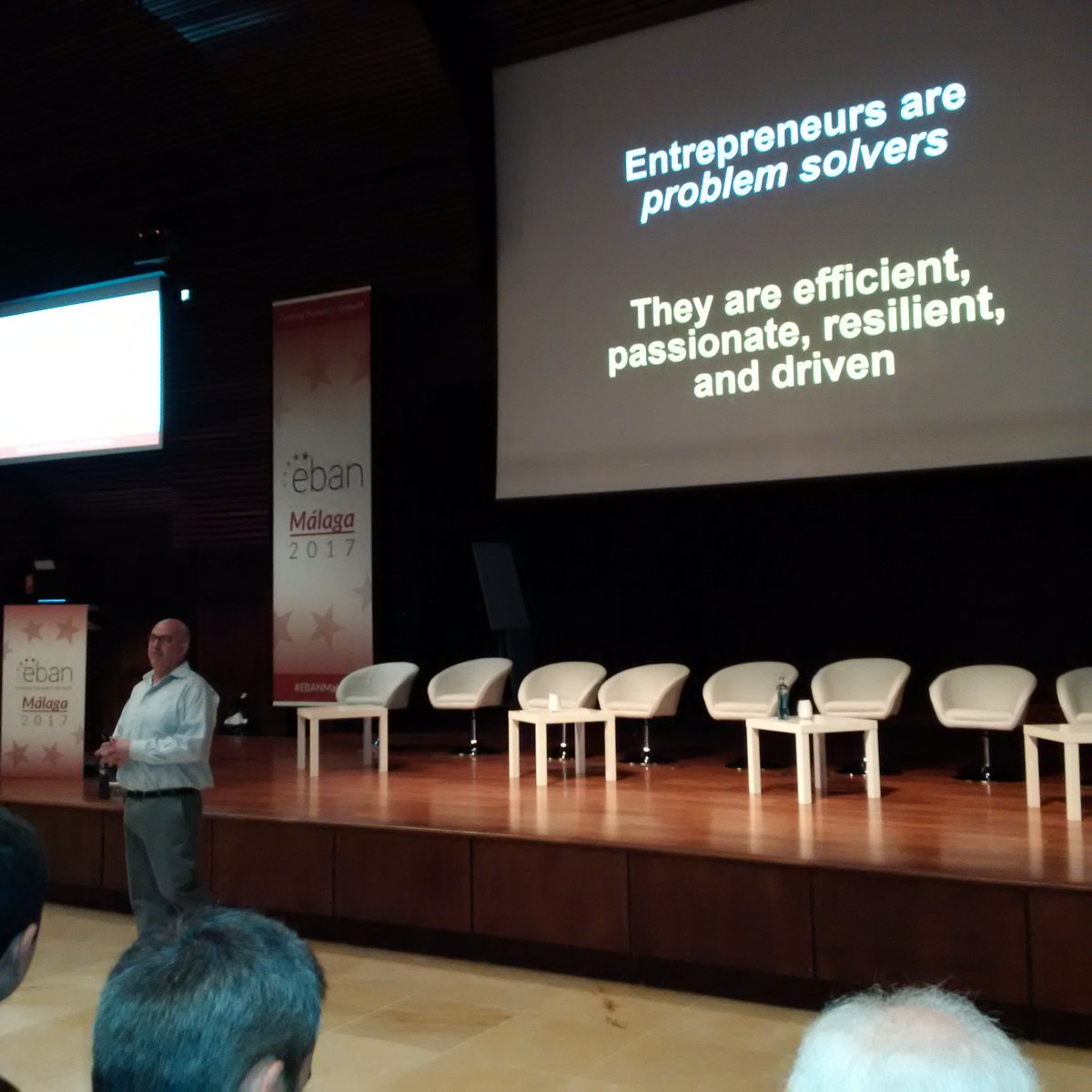 AlbertColomer's tweet photo. Entrepreneurs are Problem Solvers Jeff Hoffman on #eban2017 stage @unleashingideas @EBAN_org @BANCBA @autoocupacio https://t.co/5rNm801GWA