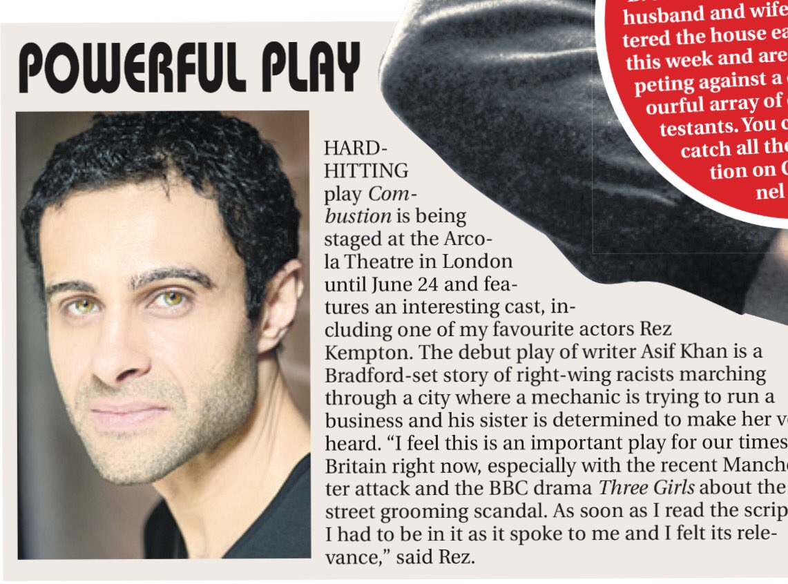 rezkempton's tweet photo. Thanks @asjadnazir for the write up in @EasternEye for #Combustion @arcolatheatre right now Appreciate support of @The_AsifKhan fab new play https://t.co/icV1nuDxjo