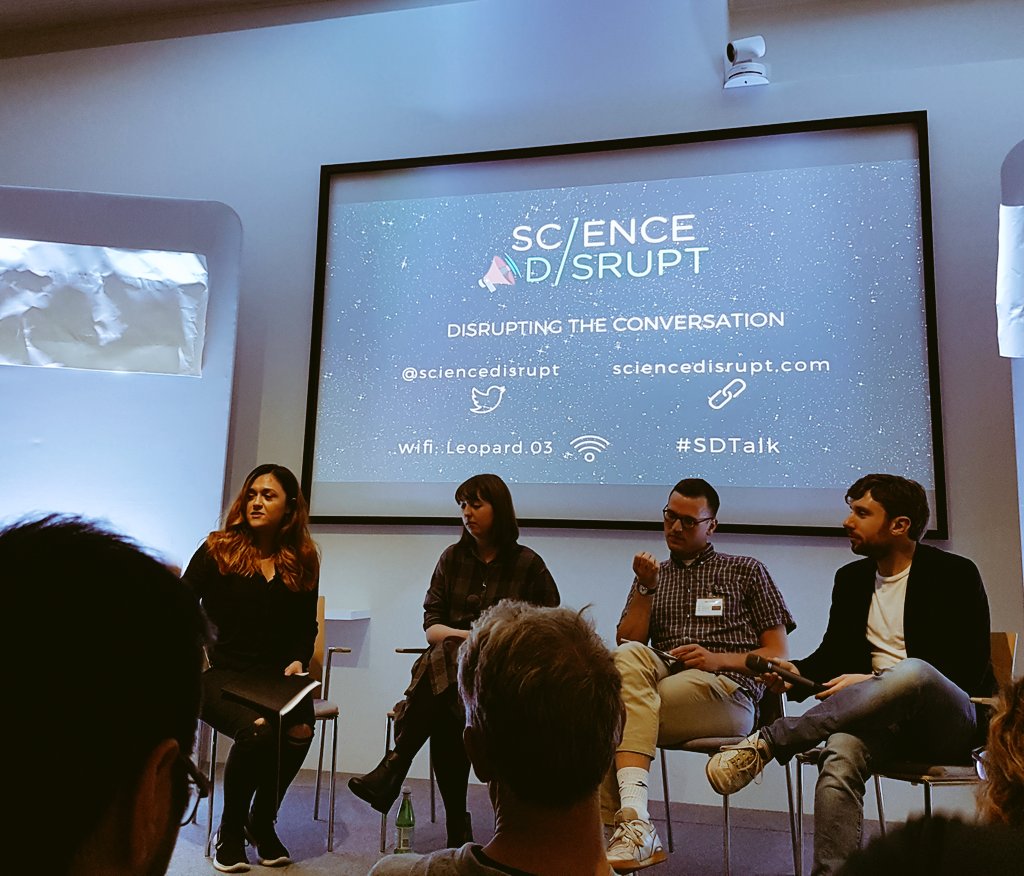 NatashaJK92's tweet photo. Thank you @sciencedisrupt for an amazing talk about #scicom #SDTalk with @kahoakes &amp; @statto &amp; @maxanderson 😀 https://t.co/Qmals09Qcj