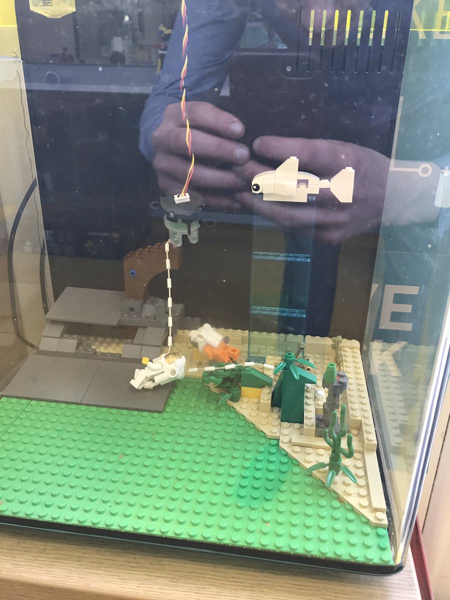 EHSDesignTech's tweet image. The @ArduinoEdu automated fish tank is almost complete with @LEGOeducationUK diving scene #yetoy17 #lego