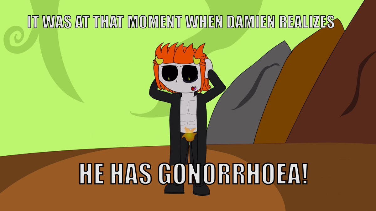 hell_literally's tweet photo. Made another Literally Hell meme 😂😂😂#literallyhell #funny #meme #gonorrhoea #cartoon #webseries #damien #demon #guitarrob #robertpoller https://t.co/KJN5ycbO8W