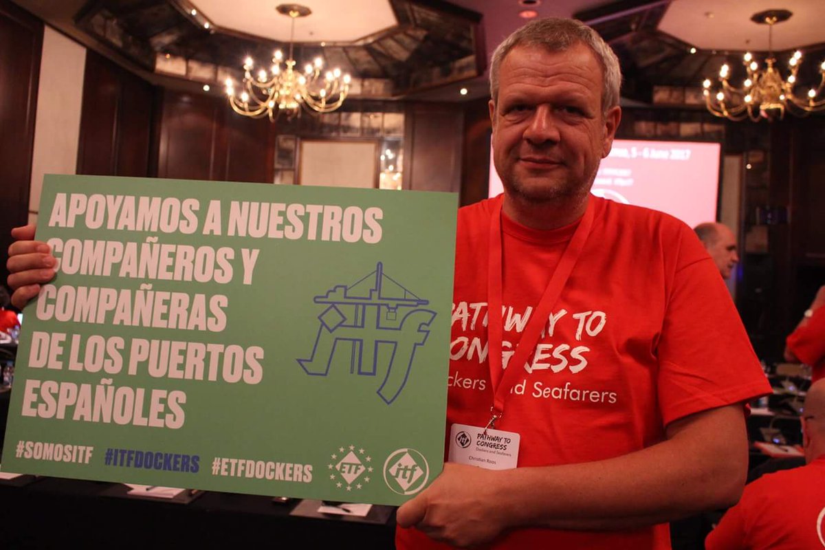 ACV_Maritime's tweet photo. Vakbonden solidair met Spaanse #havenarbeiders
https://t.co/xqSWBzCy5j
@ITFglobalunion @ITFDockers @ETFDockers @ACVonline
#itffpc2017 https://t.co/h7FXTVGCsr