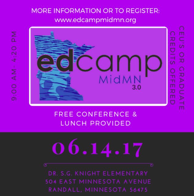 mrskalthoff's tweet photo. What are you doing this time next week?! I will be at #edcampmidmn https://t.co/WXQk9WfJez #freelunch #edcamp #mnlead #mncodes https://t.co/eaMdN74rWX