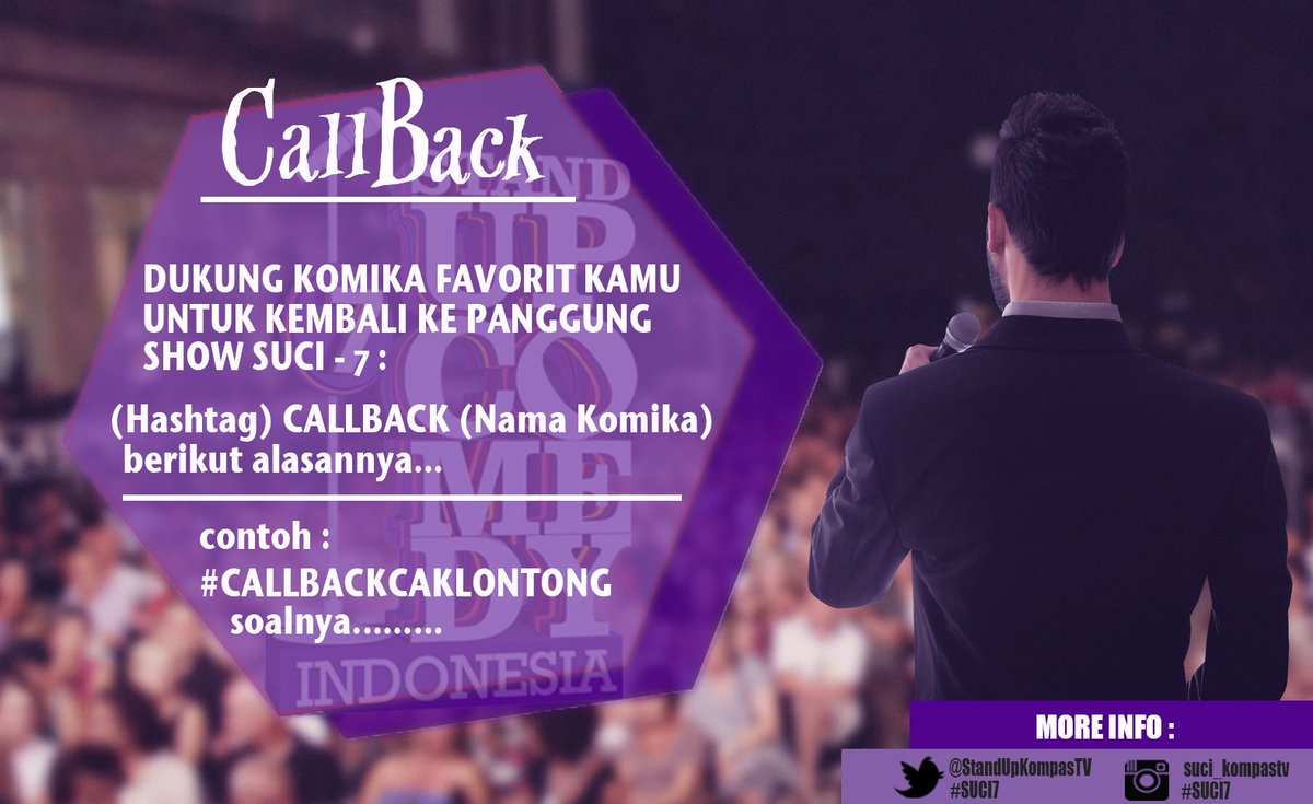 StandUpKompasTV's tweet photo. Ikuti saja ketentuannya seperti ini. Dukungan kamu melalui kolom Reply atau Mention Tweet kamu dengan contoh ketentuannya. #SUCI7 https://t.co/43xzl357ni