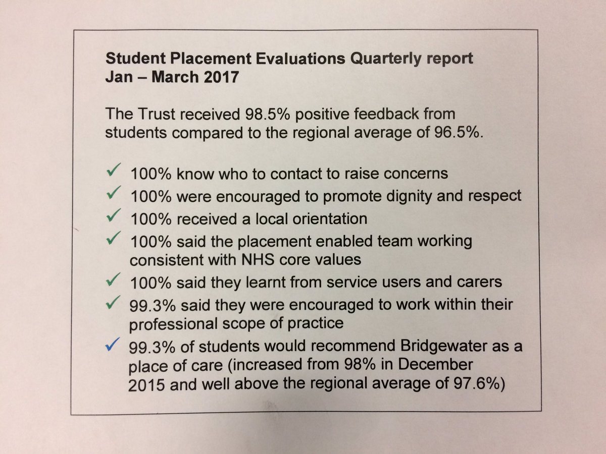 adierichards's tweet image. Student evaluations for 2017 so far evidence the fabulous work of our mentors and educators in @Bridgewater_nhs  @sthompsonpef  #BWQFF