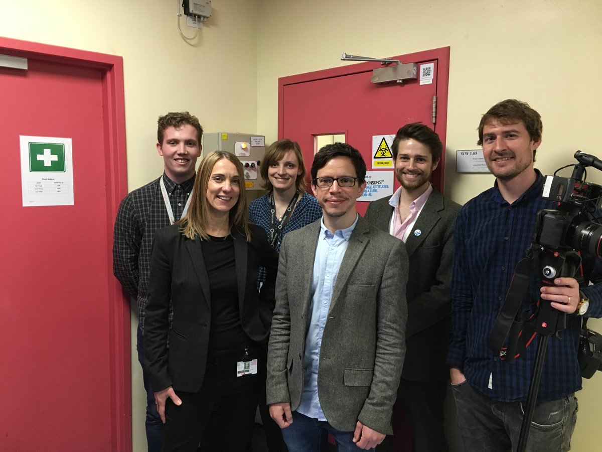So pleased to have James Labous from <a href="/ParkinsonsUK/">Parkinson's UK</a> here to film 
 <a href="/tomasgisby/">Tomas Gisby</a> meeting our #Parkinsons lab today! #FindACure