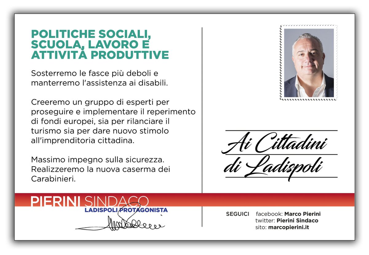 PieriniSindaco's tweet photo. #Ladispoli  Le nostre proposte in tema di #Politiche #Sociali-#Scuola-#Lavoro e #Attività #Produttive !   #MarcoPieriniSindaco https://t.co/vjxaas0rDV