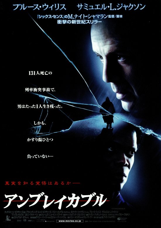 Isumi アンブレイカブル M ナイト シャマラン監督のサスペンス スリラー 乗客 乗員131名が死亡するという悲惨な列車追突事故が発生する デヴィッド ダンは 唯一の生存者 だが傷一つ負わなかったのに疑問を感じある男と出会う シャマランって感じ